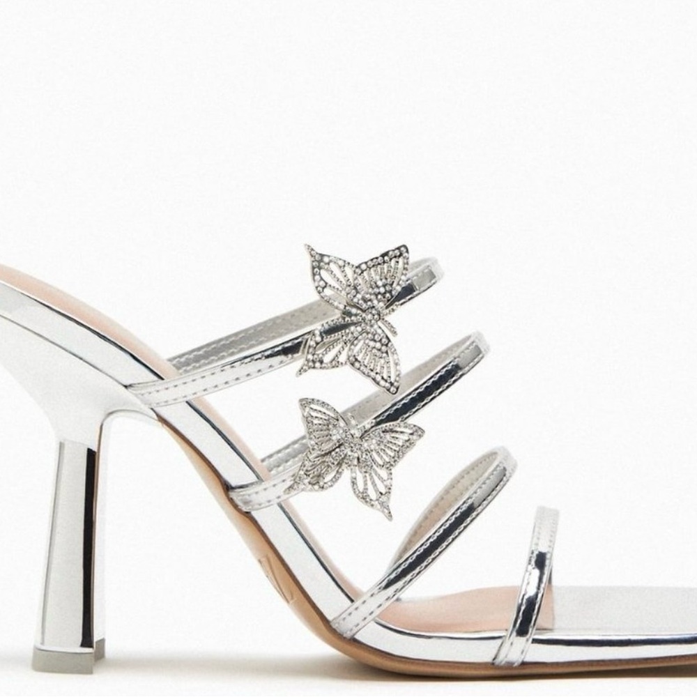 Silver Metallic Zara Butterfly Sandals - Picture 3 of 9